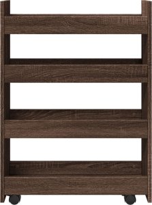 vidaXL Wąski wózek pomocniczy, 4-poziomowy, brązowy dąb 4