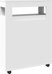 vidaXL Wąska szafka łazienkowa na kółkach, biała 6