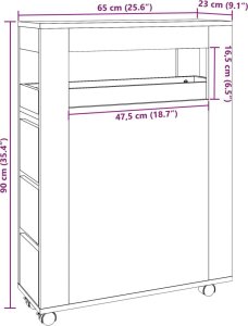 vidaXL Wąska szafka łazienkowa na kółkach, biała 9