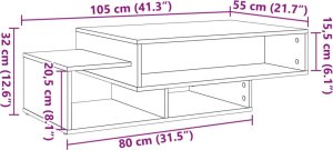 vidaXL Stolik kawowy, stare drewno, 105x55x32 cm 9