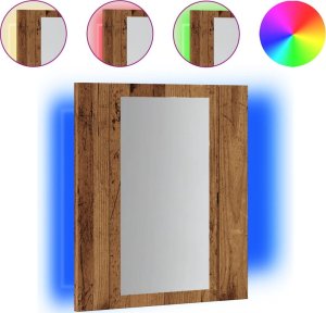 vidaXL Szafka łazienkowa z lustrem i LED, stare drewno, 40x12x45 cm 2