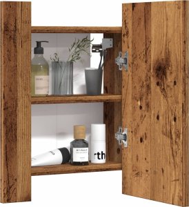vidaXL Szafka łazienkowa z lustrem i LED, stare drewno, 40x12x45 cm 5