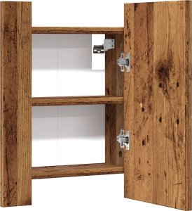 vidaXL Szafka łazienkowa z lustrem i LED, stare drewno, 40x12x45 cm 8