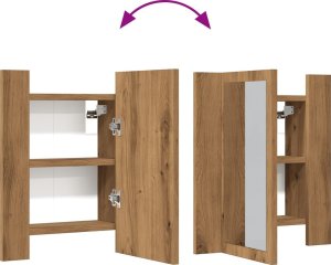 vidaXL Szafka łazienkowa z lustrem i LED, dąb artisan, 40x12x45 cm 11
