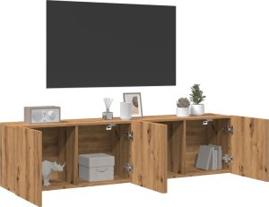 vidaXL Ścienne szafki TV, 2 szt., dąb artisian, 80x30x41 cm 3