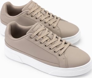 Ombre Męskie buty sneakersy z eko skóry na grubej podeszwie  popielate V1 OM-FOSL-0166 42 4