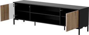 Cama Meble Szafka RTV MERCI 180x40x53,5 czarny/dąb artisan 1