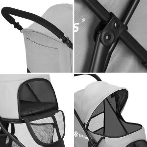 Springos Wózek transportowy dla zwierząt do 15 kg transporter dla psa, kota czarno - szary UNIWERSALNY 13