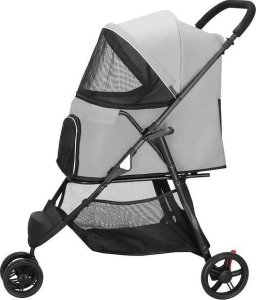 Springos Wózek transportowy dla zwierząt do 15 kg transporter dla psa, kota czarno - szary UNIWERSALNY 2