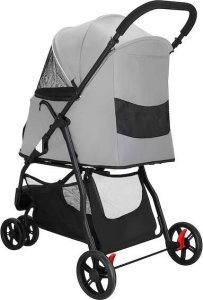 Springos Wózek transportowy dla zwierząt do 15 kg transporter dla psa, kota czarno - szary UNIWERSALNY 5