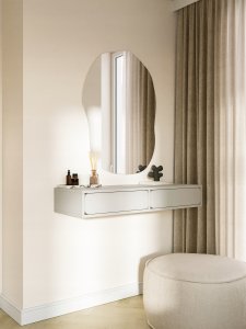 Selsey Toaletka wisząca Wuwu z dwiema szufladami 110 cm szarobeżowa 3