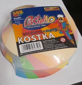 Pastello Kostka klejona kolor INTENS-PASTEL 85x85 mm 500 kartek KRĘCONA 1