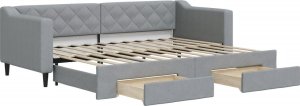 vidaXL vidaXL Sofa rozsuwana z szufladami, jasnoszara, 80x200 cm, tkanina 2