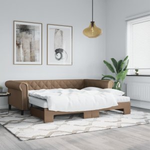 vidaXL vidaXL Sofa rozsuwana z materacami, cappuccino, 90x200 cm, ekoskóra 1