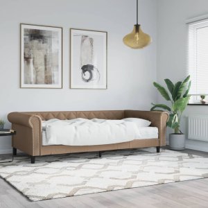 vidaXL vidaXL Sofa z materacem, cappuccino, 90x200 cm, sztuczna skóra 1