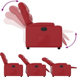 vidaXL Elektryczny fotel rozkładany, czerwony, obity sztuczną skórą 6