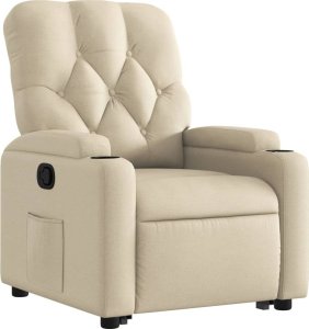 vidaXL vidaXL Podnoszony fotel rozkładany, kremowy, obity tkaniną 4