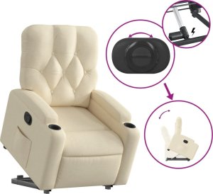 vidaXL vidaXL Podnoszony fotel rozkładany, kremowy, obity tkaniną 6
