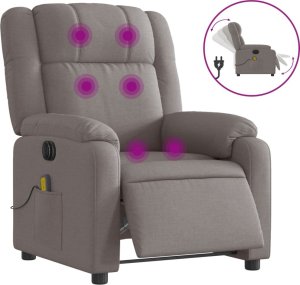 vidaXL vidaXL Rozkładany fotel masujący, elektryczny, kolor taupe, tkanina 2