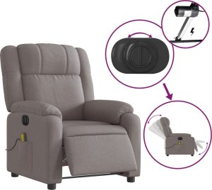 vidaXL vidaXL Rozkładany fotel masujący, elektryczny, kolor taupe, tkanina 5
