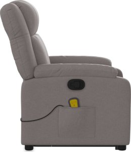 vidaXL vidaXL Podnoszony fotel masujący, rozkładany, kolor taupe, tkanina 9