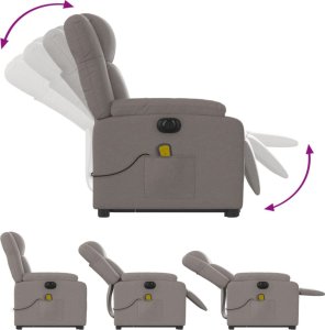 vidaXL vidaXL Podnoszony fotel masujący, elektryczny, rozkładany, kolor taupe 6