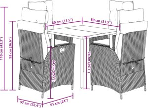 vidaXL 5-cz. zestaw mebli ogrodowych z poduszkami, beżowy, polirattan 9