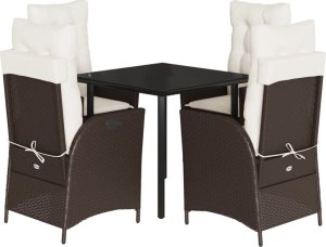 vidaXL 5-cz. zestaw mebli ogrodowych z poduszkami, brązowy, polirattan 2