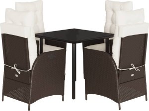 vidaXL 5-cz. zestaw mebli ogrodowych z poduszkami, brązowy, polirattan 2