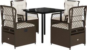 vidaXL 5-cz. zestaw mebli ogrodowych z poduszkami, brązowy, polirattan 2