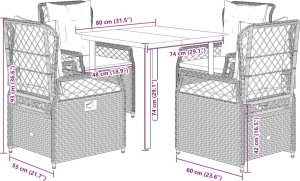 vidaXL 5-cz. zestaw mebli ogrodowych z poduszkami, brązowy, polirattan 7