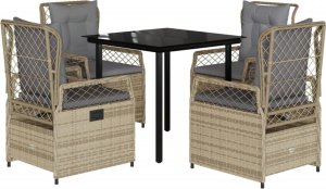 vidaXL 5-cz. zestaw mebli ogrodowych z poduszkami, beżowy, polirattan 2