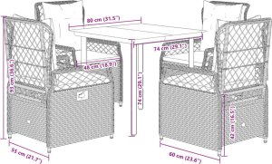 vidaXL 5-cz. zestaw mebli ogrodowych z poduszkami, beżowy, polirattan 8