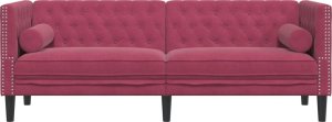 vidaXL vidaXL Sofa Chesterfield z wałkami, trzyosobowa, bordowa, aksamit 4