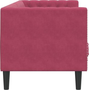 vidaXL vidaXL Sofa Chesterfield z wałkami, trzyosobowa, bordowa, aksamit 5