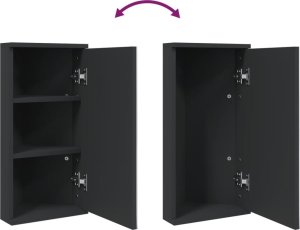 vidaXL vidaXL Narożna szafka łazienkowa z lustrem, czarna, 30x24x60 cm 7