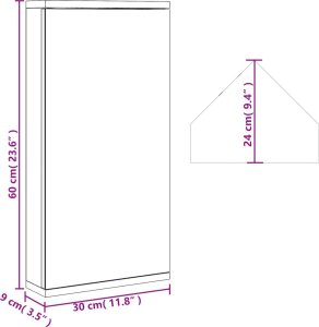 vidaXL vidaXL Narożna szafka łazienkowa z lustrem, czarna, 30x24x60 cm 9