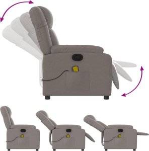 vidaXL vidaXL Rozkładany fotel masujący, taupe, obity tkaniną 5