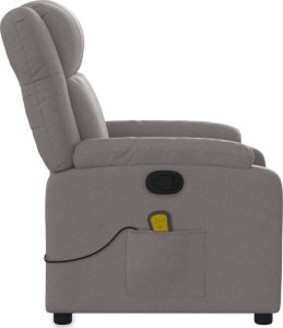 vidaXL vidaXL Rozkładany fotel masujący, taupe, obity tkaniną 8
