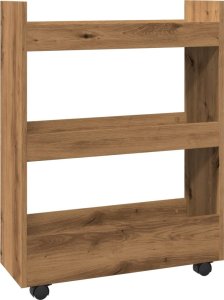 vidaXL Wąski wózek pomocniczy, 3-poziomowy, dąb artisian 2