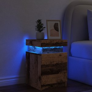 vidaXL vidaXL Szafka nocna z LED, stare drewno, 35x39x55 cm 1