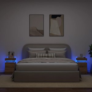 vidaXL vidaXL Szafki nocne z LED, 2 szt., dąb artisian, 35x39x55 cm 1