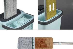 Mop Verk Mop płaski z wyciskaczem wiadrem dwukomorowy do mycia podłogi 3x nakładki 2