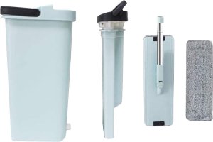 Mop Verk Mop płaski z wyciskaczem wiadrem dwukomorowy do mycia podłogi 3x nakładki 4