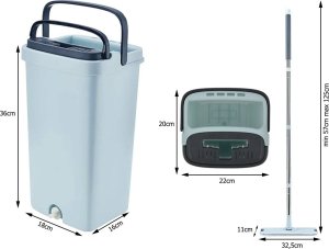 Mop Verk Mop płaski z wyciskaczem wiadrem dwukomorowy do mycia podłogi 3x nakładki 7