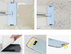 Mop Verk Mop płaski z wyciskaczem wiadrem dwukomorowy do mycia podłogi 3x nakładki 9