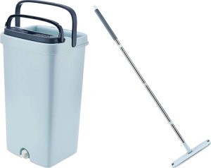 Mop Verk Mop płaski z wyciskaczem wiadrem dwukomorowy do mycia podłogi 3x nakładki 10