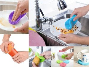 Verk Myjka silikonowa gąbka zmywak szczotka do mycia szorowania naczyń warzyw Myjka silikonowa gąbka zmywak szczotka do mycia szorowania naczyń warzyw 2