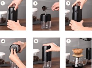 Młynek do przypraw Verk Młynek do mielenia kawy ziaren orzechów ziół mocny elektryczny usb espresso Młynek do mielenia kawy ziaren orzechów ziół mocny elektryczny usb espresso 8