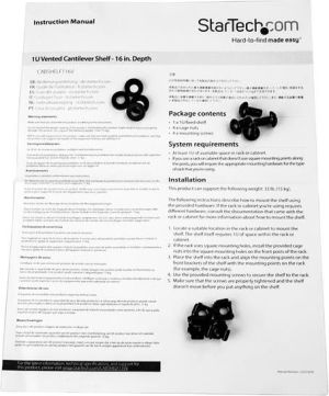 StarTech Półka 19" 1U Czarna (CABSHELF116V) 3